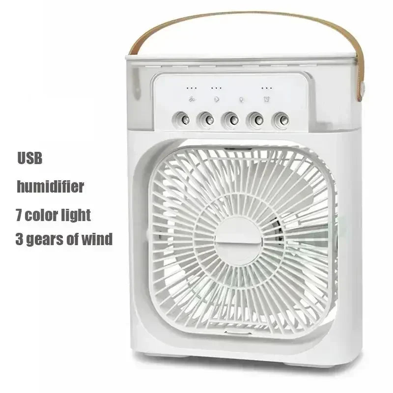 3-in-1 Portable Mini Air Conditioner Fan with LED Night Light & Humidifier