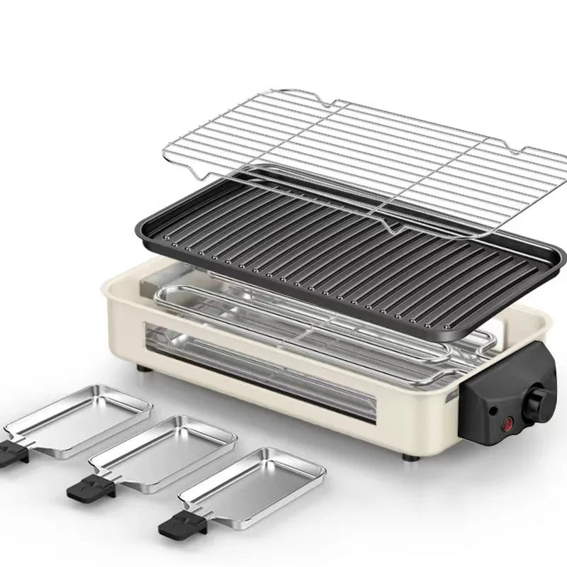 Large Smokeless Electric BBQ Grill Pan – Multi-Function Non-Stick Indoor Outdoor Roaster