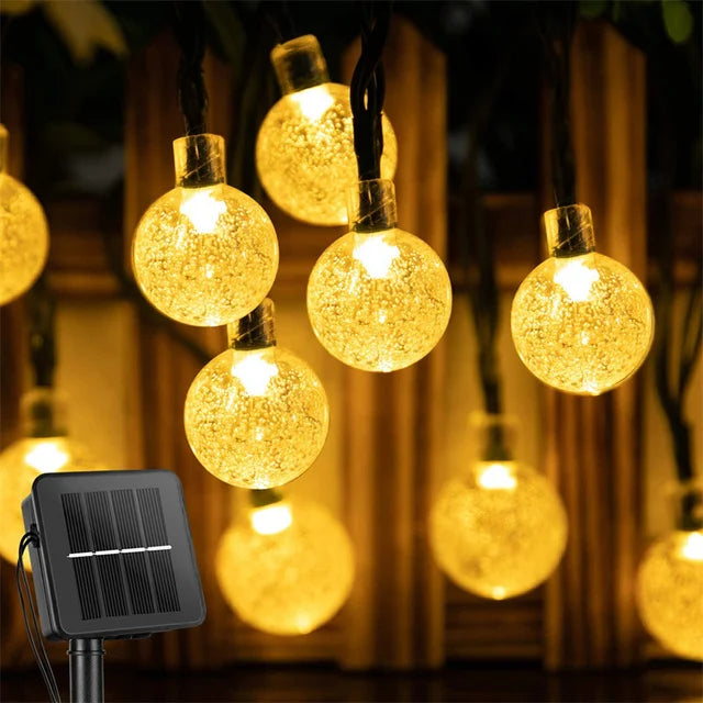 Solar Crystal Globe String Lights – 200 LED Outdoor Waterproof Garden Fairy Lights