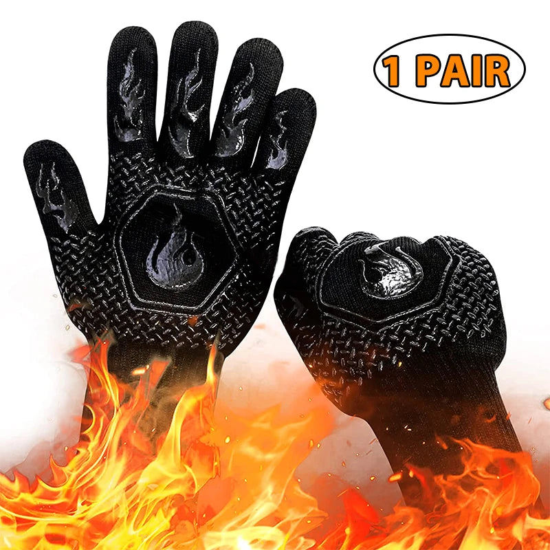 Heat-Resistant Silicone BBQ Grill Gloves – Non-Slip Oven Mitts for Cooking & Barbecue