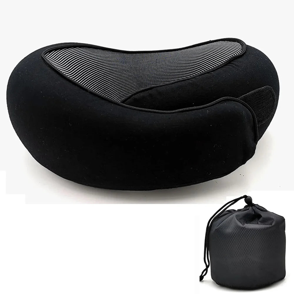 Memory Foam Travel Neck Pillow – U-Shaped Snail Style Adjustable Support Pillow