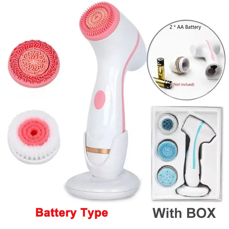 3-in-1 Electric Facial Cleansing Brush – Sonic Rotating Face Massager & Deep Cleanser