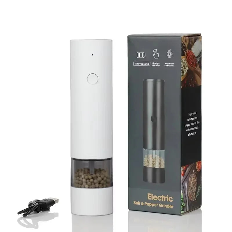 USB Rechargeable Electric Pepper & Salt Grinder – Adjustable Coarseness Auto Spice Mill