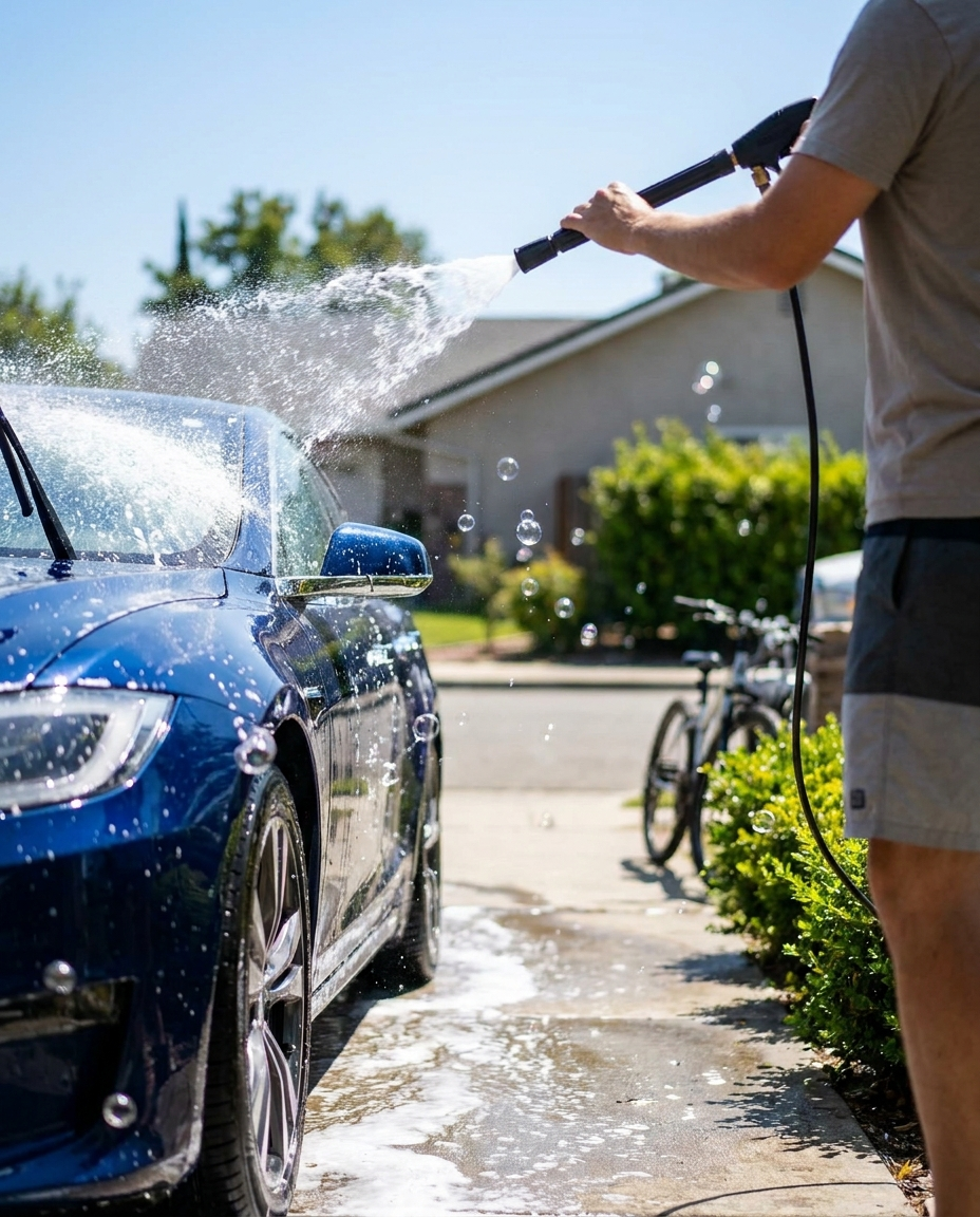 High-Pressure Washer Spray Nozzle Car Wash Water Hose lifestyle photo