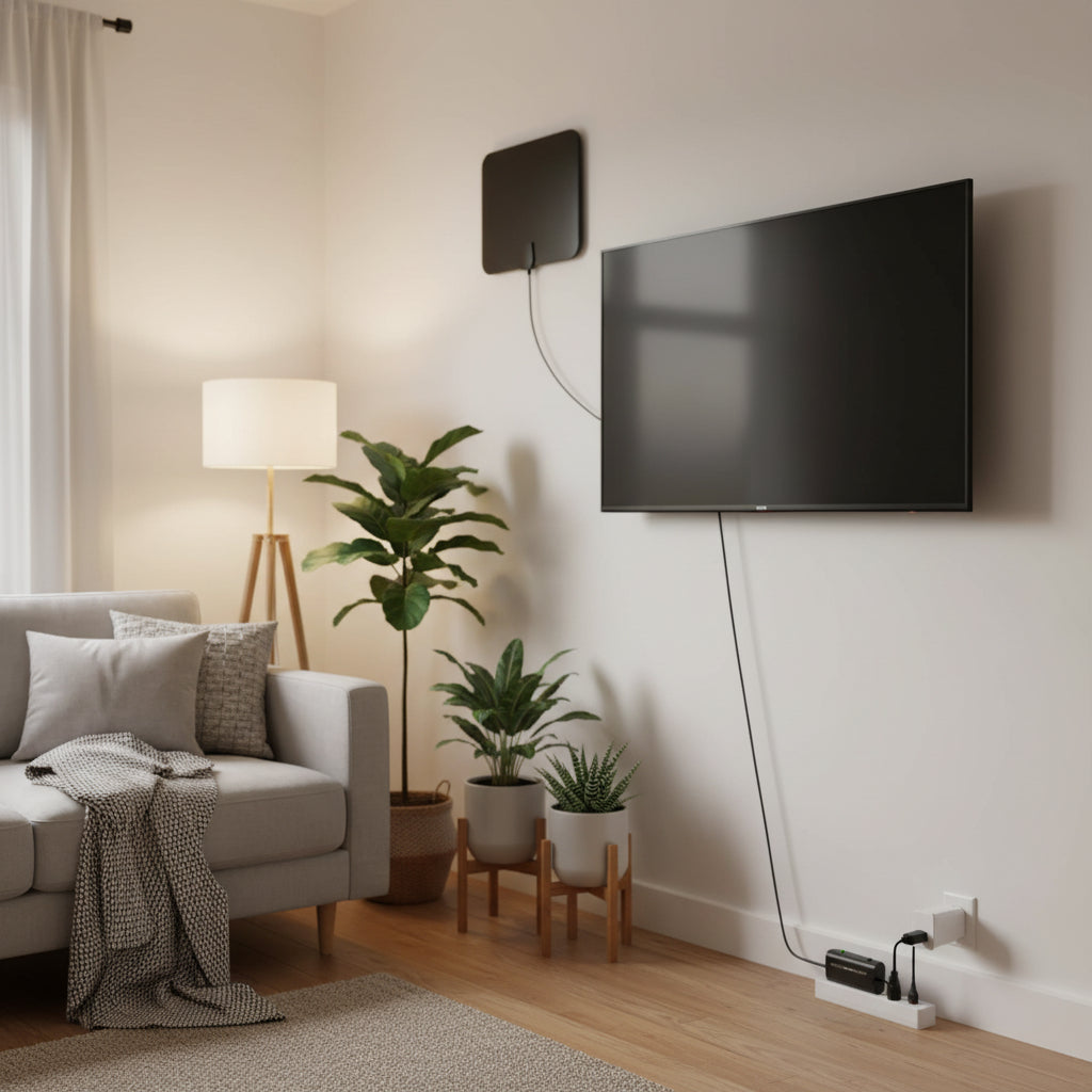 300-Mile Indoor HDTV Antenna with Signal Booster – Amplified Digital TV Antenna