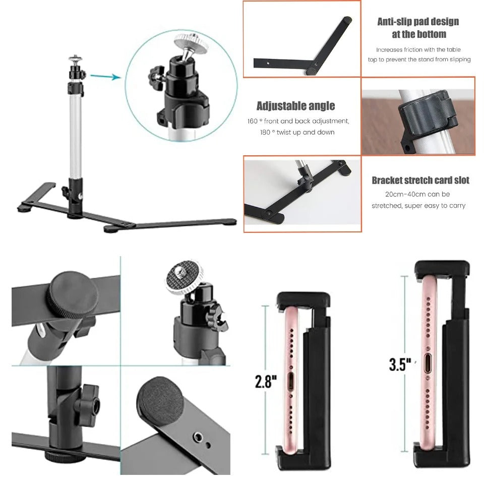 Ring Light Tripod Stand with Phone Holder – LED Selfie Light for TikTok & YouTube
