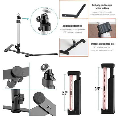 Ring Light Tripod Stand with Phone Holder – LED Selfie Light for TikTok & YouTube