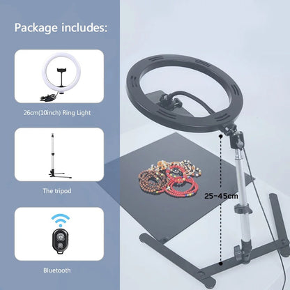 Ring Light Tripod Stand with Phone Holder – LED Selfie Light for TikTok & YouTube