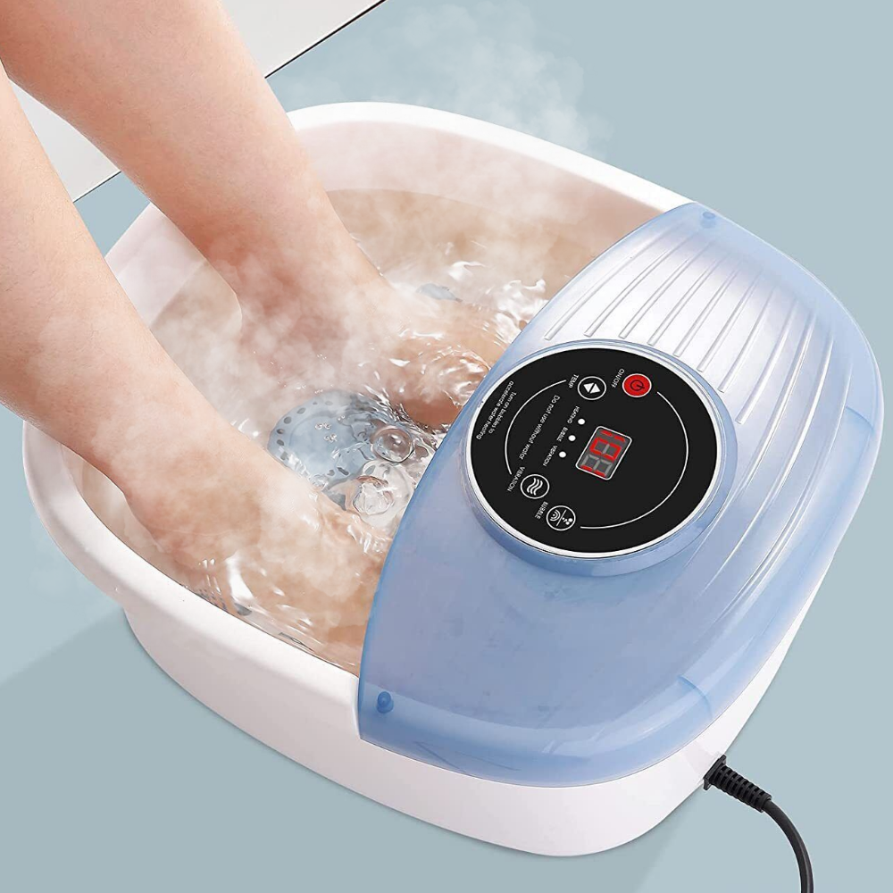 Temperature-controlled foot bubble bath vibration massager