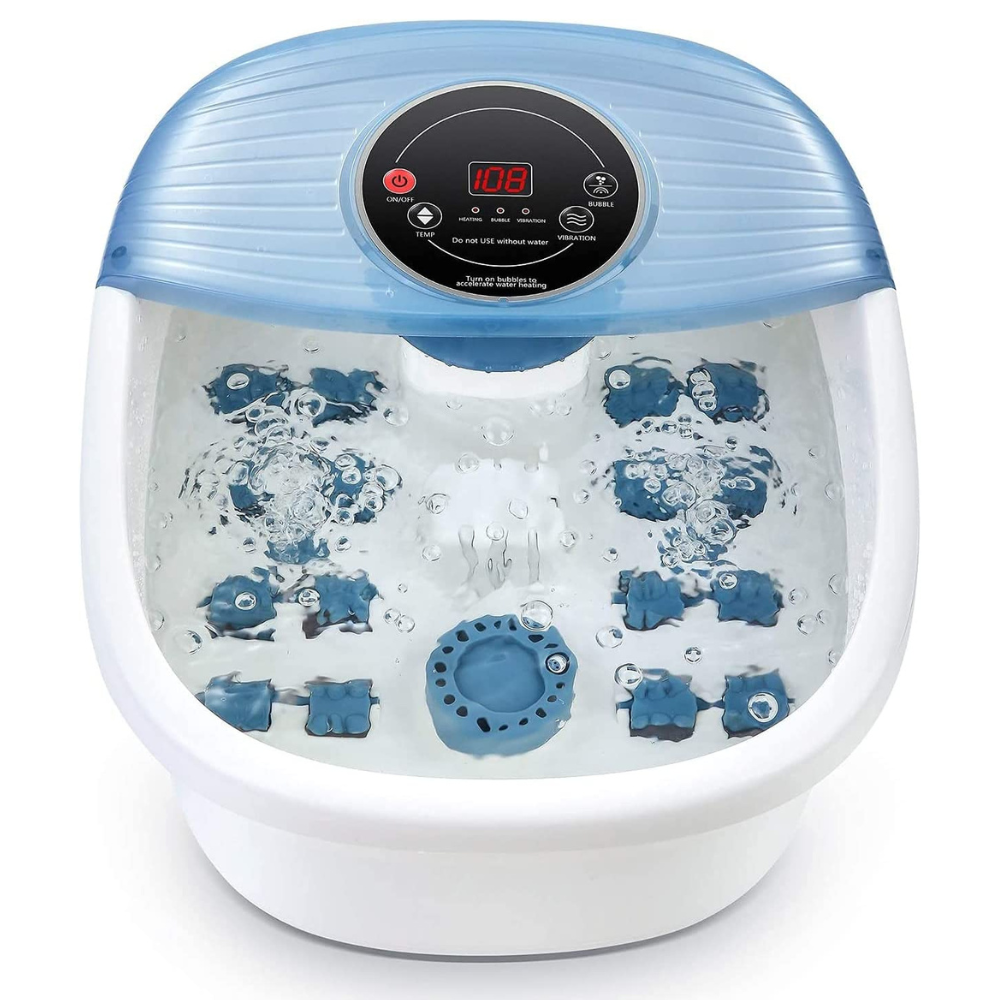 Temperature-controlled foot bubble bath vibration massager