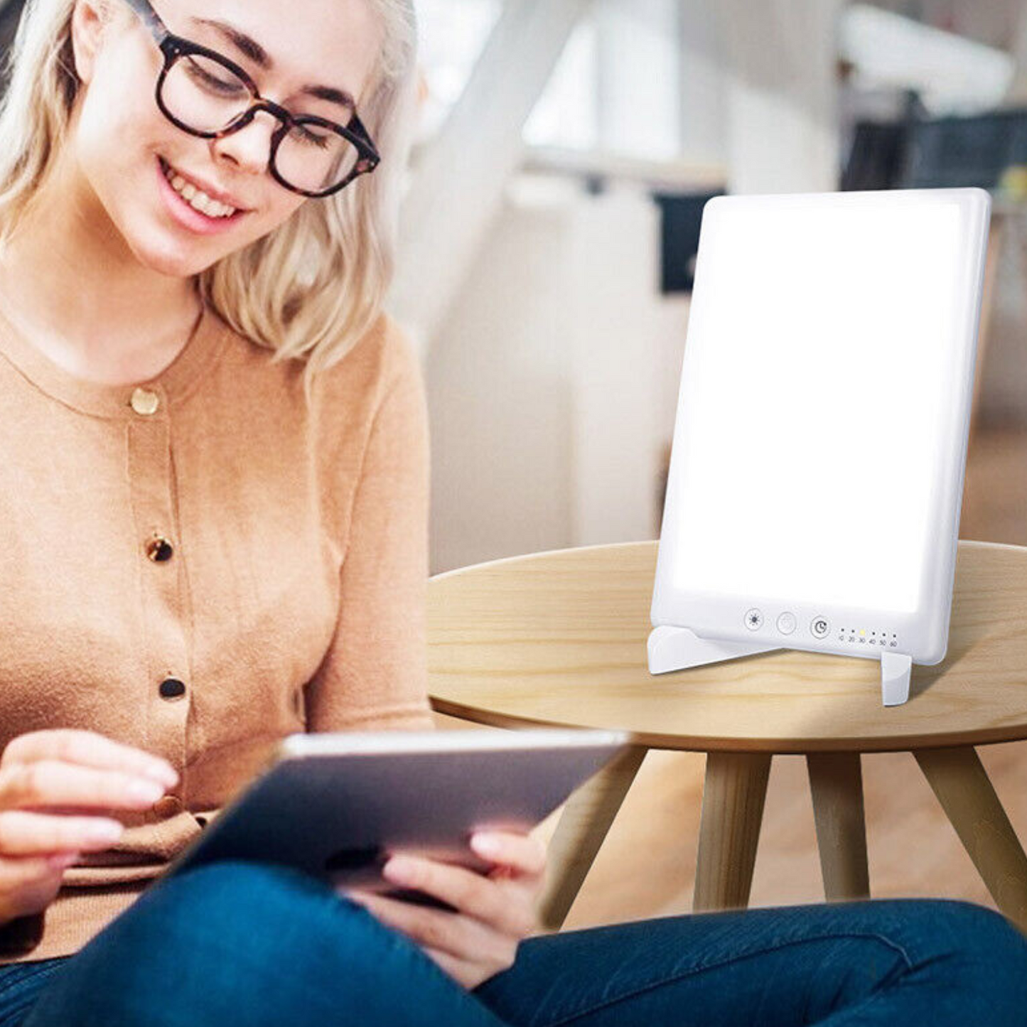 Bright sun therapy lamp for seasonal mood support