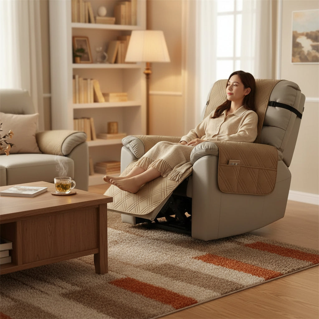 Waterproof Quilted Recliner Chair Cover – Non-Slip Furniture Protector