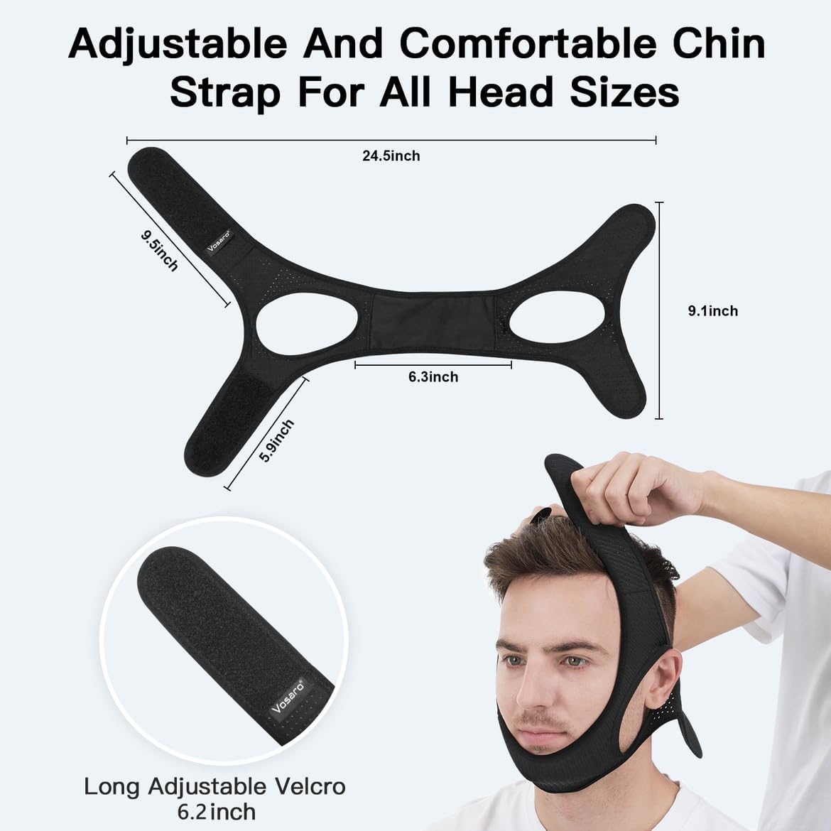 Anti-Snoring Chin Strap for Sleep Apnea – Adjustable Jaw Support Band