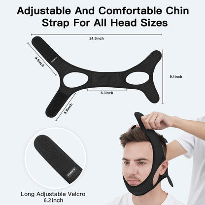 Anti-Snoring Chin Strap for Sleep Apnea – Adjustable Jaw Support Band