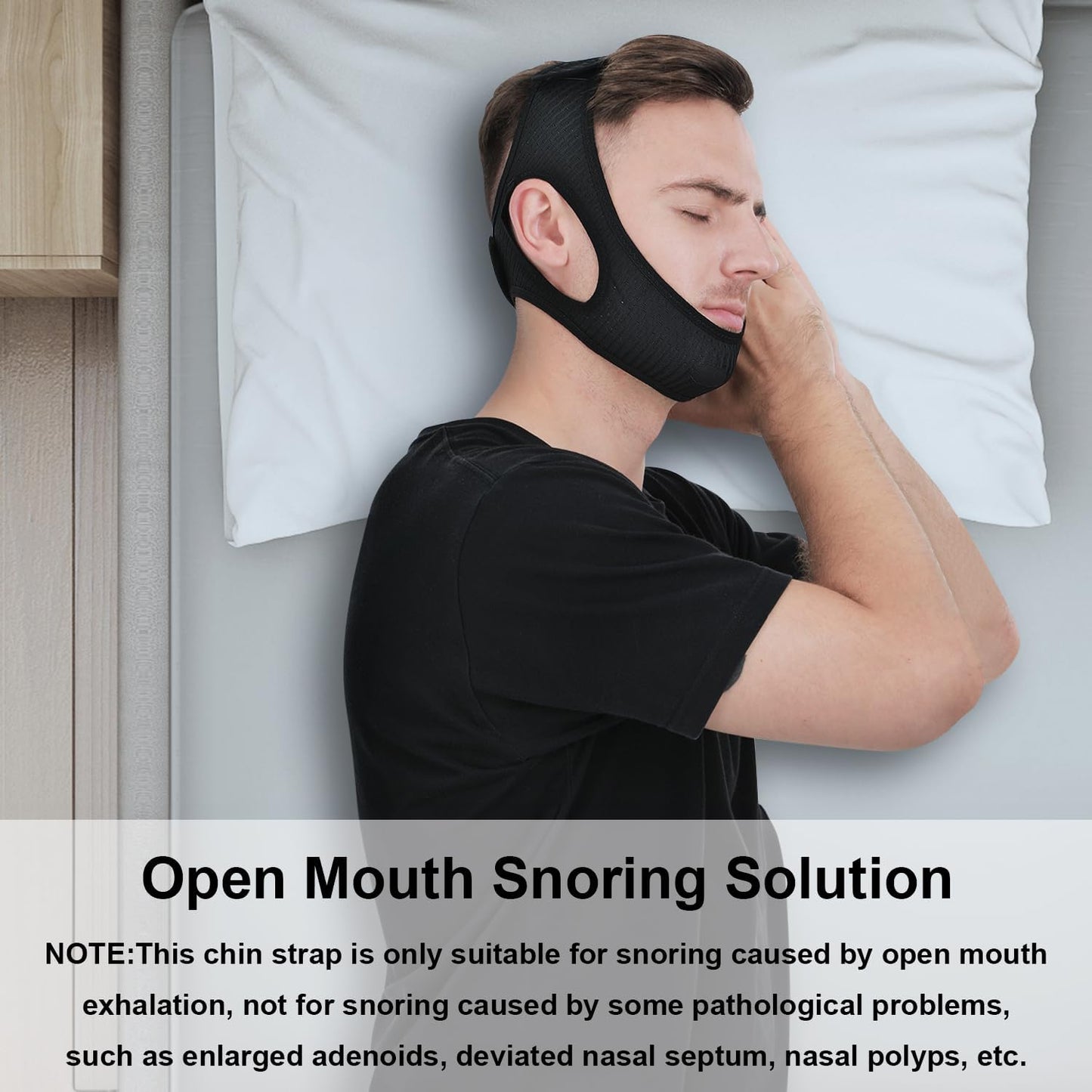 Anti-Snoring Chin Strap for Sleep Apnea – Adjustable Jaw Support Band