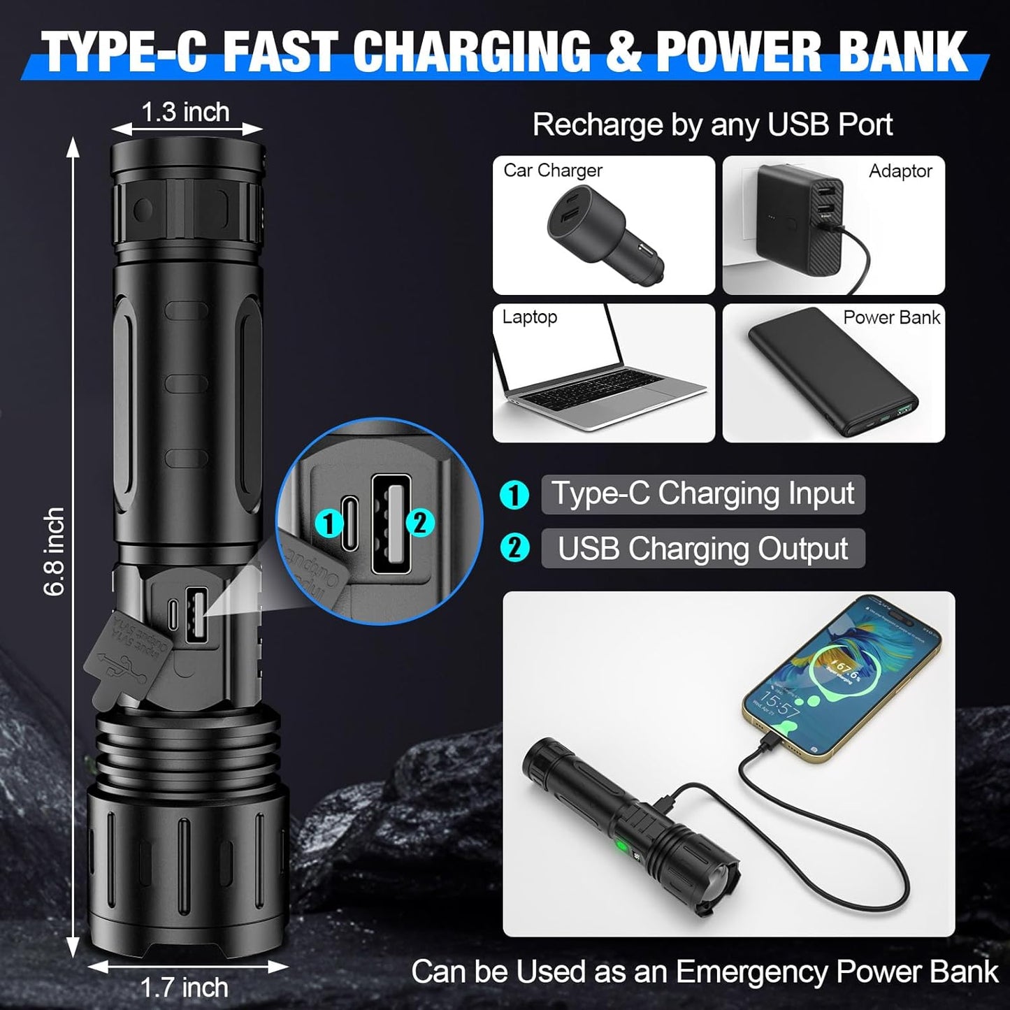 Extremely Bright Tactical Flashlight – 100,000 Lumen Military-Grade LED Torch