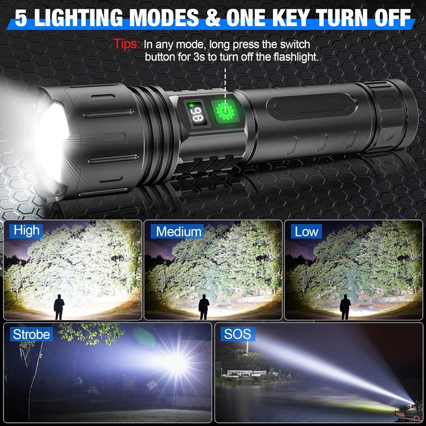Extremely Bright Tactical Flashlight – 100,000 Lumen Military-Grade LED Torch