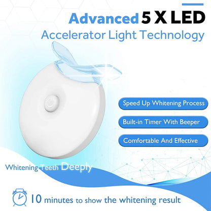 LED Teeth Whitening Kit – 35% Carbamide Peroxide 5X Light Whitener with Trays