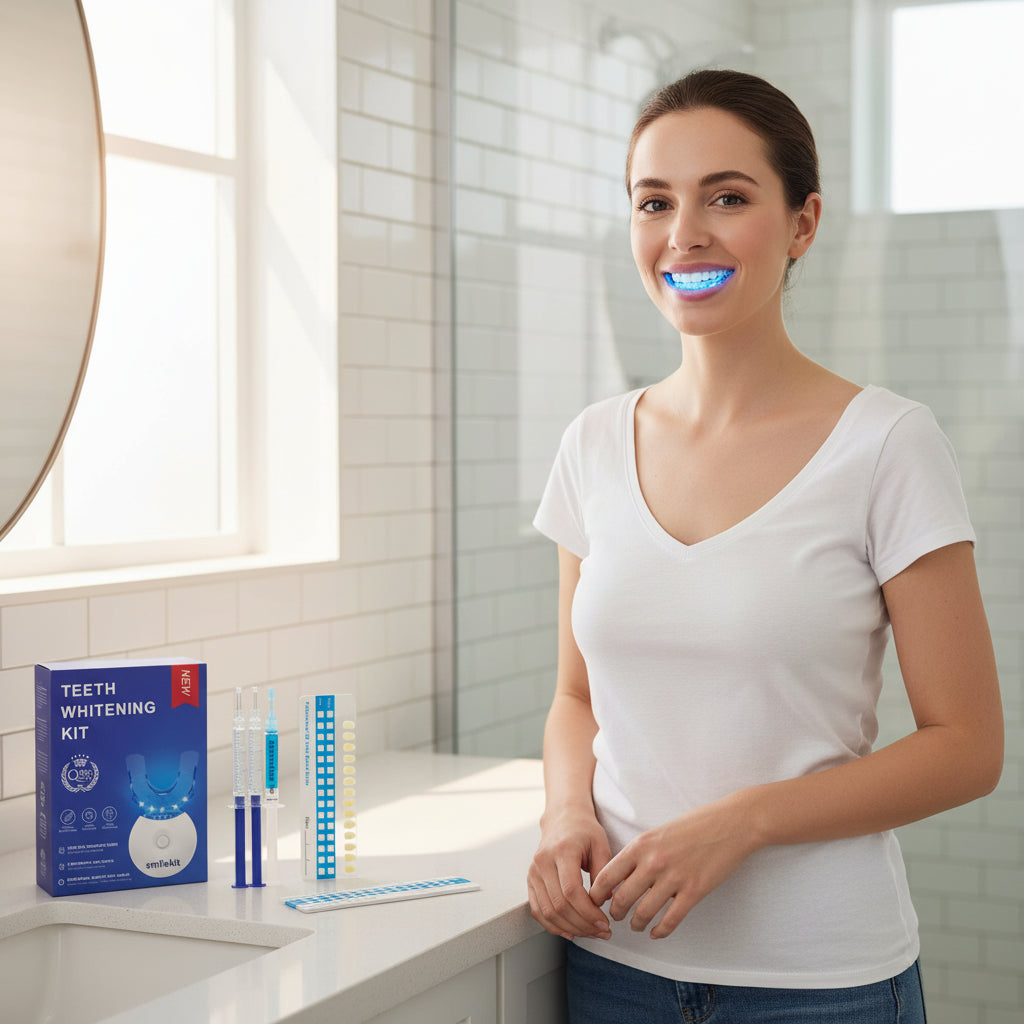 LED Teeth Whitening Kit – 35% Carbamide Peroxide 5X Light Whitener with Trays