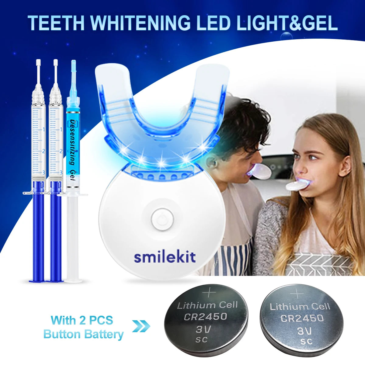 LED Teeth Whitening Kit – 35% Carbamide Peroxide 5X Light Whitener with Trays