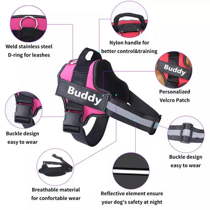 No-Pull Reflective Dog Harness – Personalised Breathable Vest Harness for All Sizes