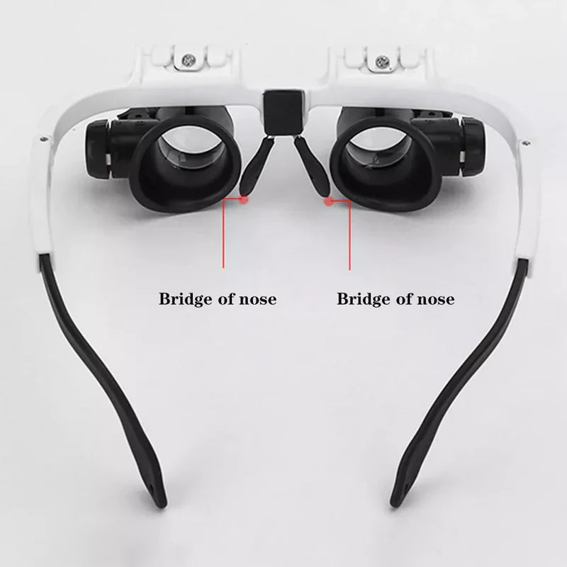LED Magnifier Glasses 8x 15x 23x – Hands-Free Headset Magnifying Glass with Light