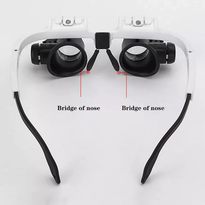 LED Magnifier Glasses 8x 15x 23x – Hands-Free Headset Magnifying Glass with Light