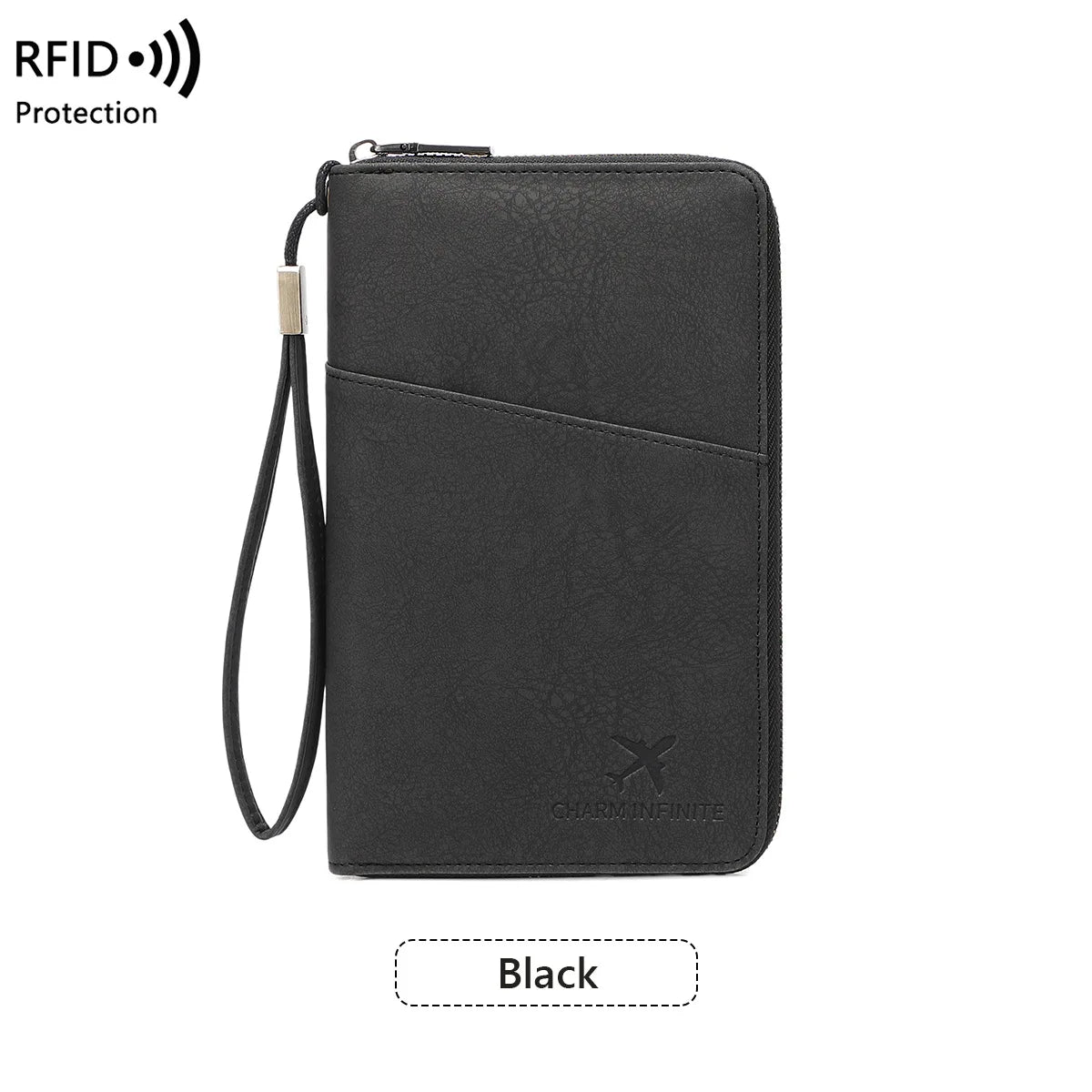 RFID Blocking Passport Wallet – Multi-Document Travel Holder with Zipper