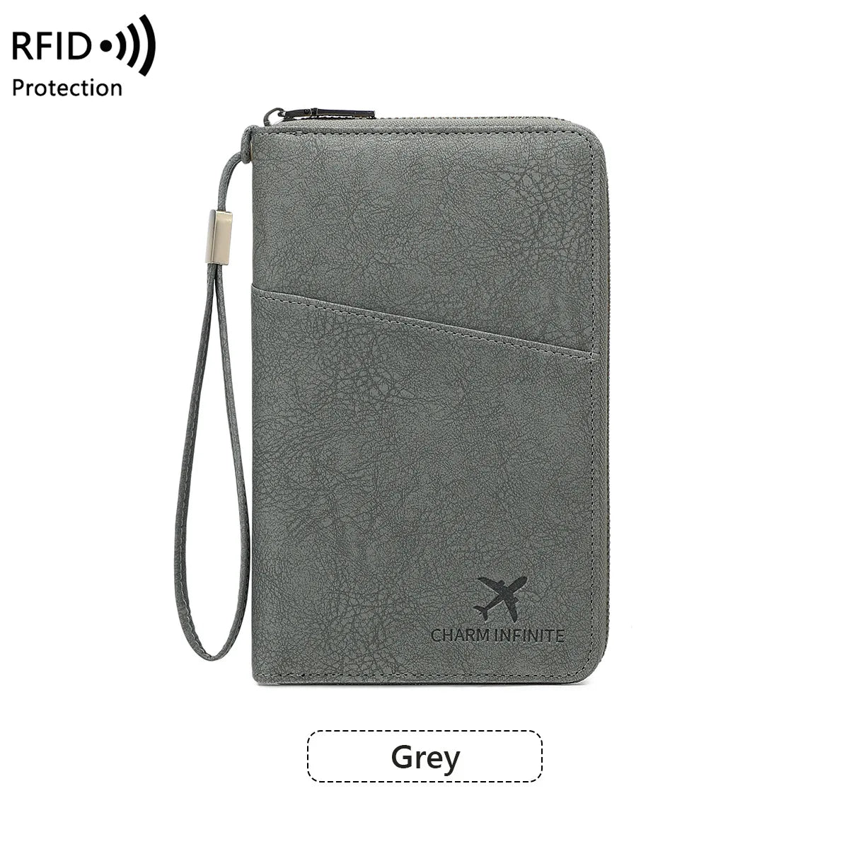 RFID Blocking Passport Wallet – Multi-Document Travel Holder with Zipper