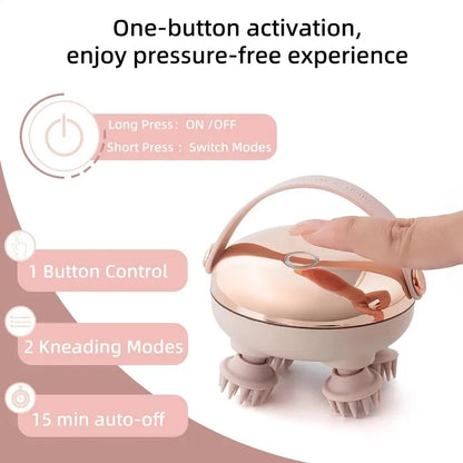 Wireless Electric Scalp Massager with Red Light & Heat – Hair Growth Head Massager