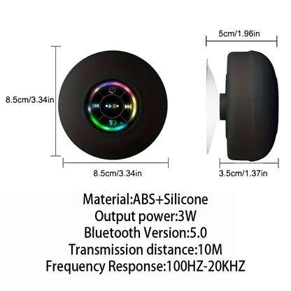 Waterproof Bluetooth Speaker with LED Light – IPX4 Outdoor Shower Speaker