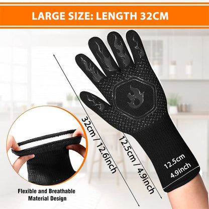 Heat-Resistant Silicone BBQ Grill Gloves – Non-Slip Oven Mitts for Cooking & Barbecue