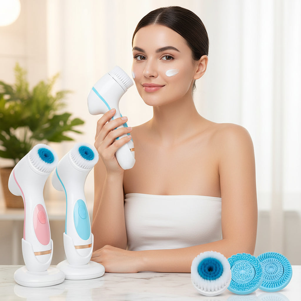 3-in-1 Electric Facial Cleansing Brush – Sonic Rotating Face Massager & Deep Cleanser