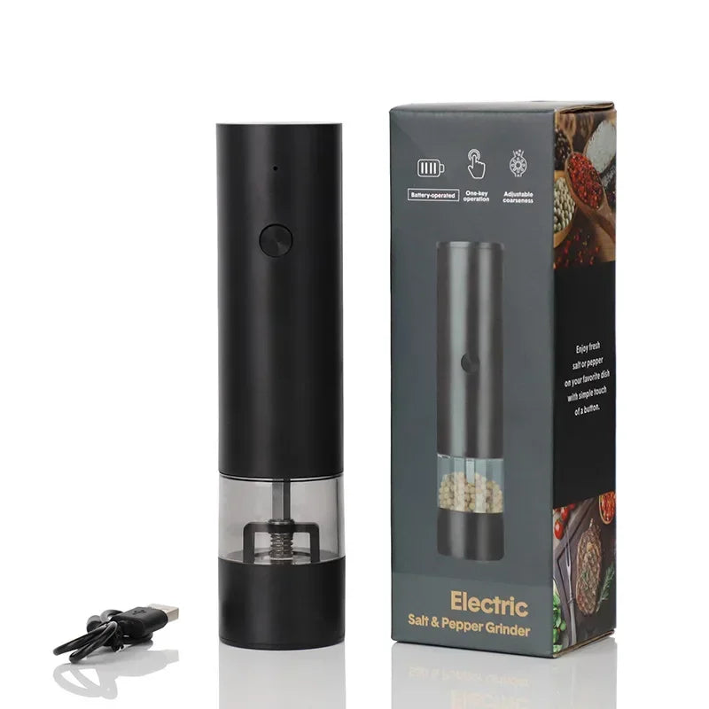 USB Rechargeable Electric Pepper & Salt Grinder – Adjustable Coarseness Auto Spice Mill