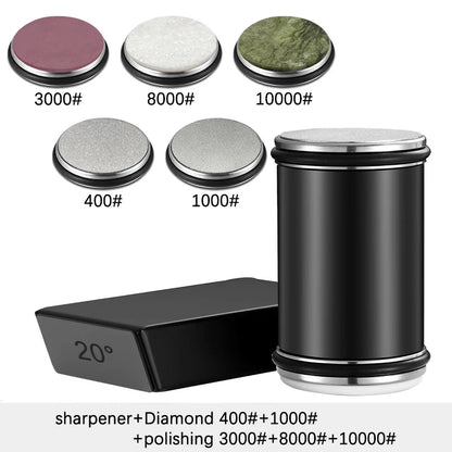 Rolling Knife Sharpener – Double-Sided Diamond Sharpening Stone with Angle Guide