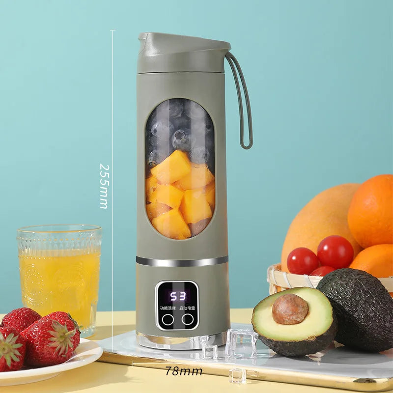 Portable USB Blender Juicer Cup – 10-Blade 450ml Rechargeable Smoothie Maker