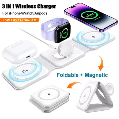 3-in-1 Magnetic Wireless Charging Station – Pad for iPhone Apple Watch & AirPods