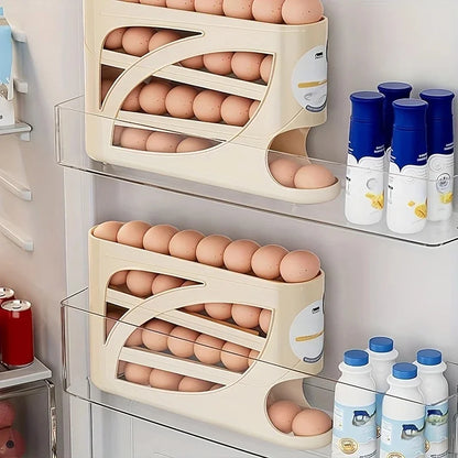 3-Tier Rolling Egg Storage Organiser – Fridge Egg Rack Holds Up to 30 Eggs
