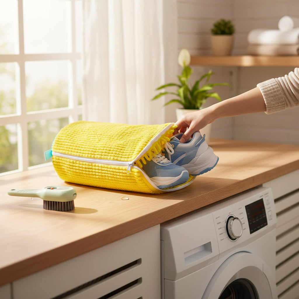 Shoe Washing Machine Bag & Brush Set – Laundry Shoe Protector Bags