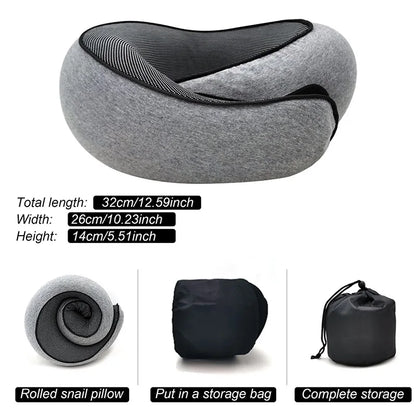 Memory Foam Travel Neck Pillow – U-Shaped Snail Style Adjustable Support Pillow