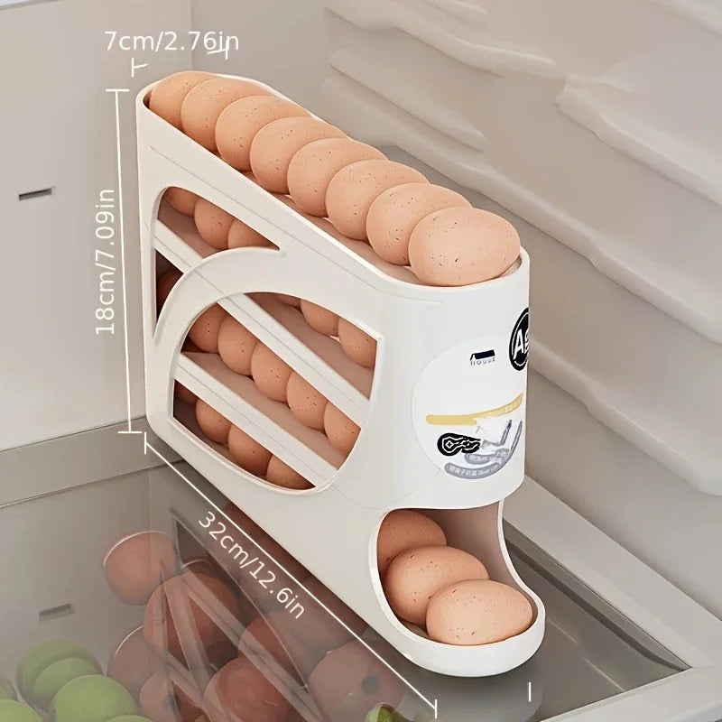 3-Tier Rolling Egg Storage Organiser – Fridge Egg Rack Holds Up to 30 Eggs