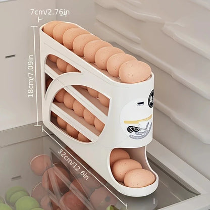 3-Tier Rolling Egg Storage Organiser – Fridge Egg Rack Holds Up to 30 Eggs