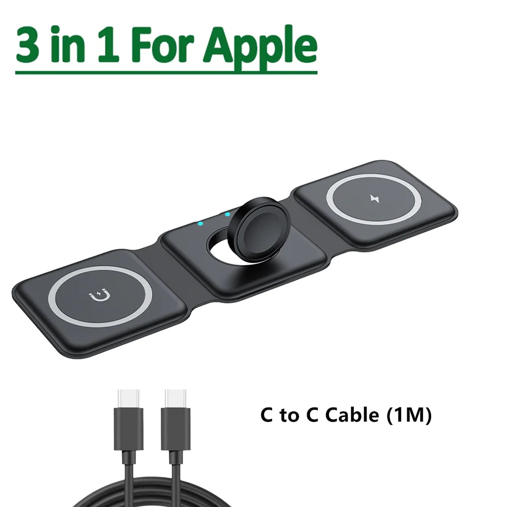 3-in-1 Magnetic Wireless Charging Station – Pad for iPhone Apple Watch & AirPods