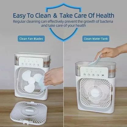 3-in-1 Portable Mini Air Conditioner Fan with LED Night Light & Humidifier