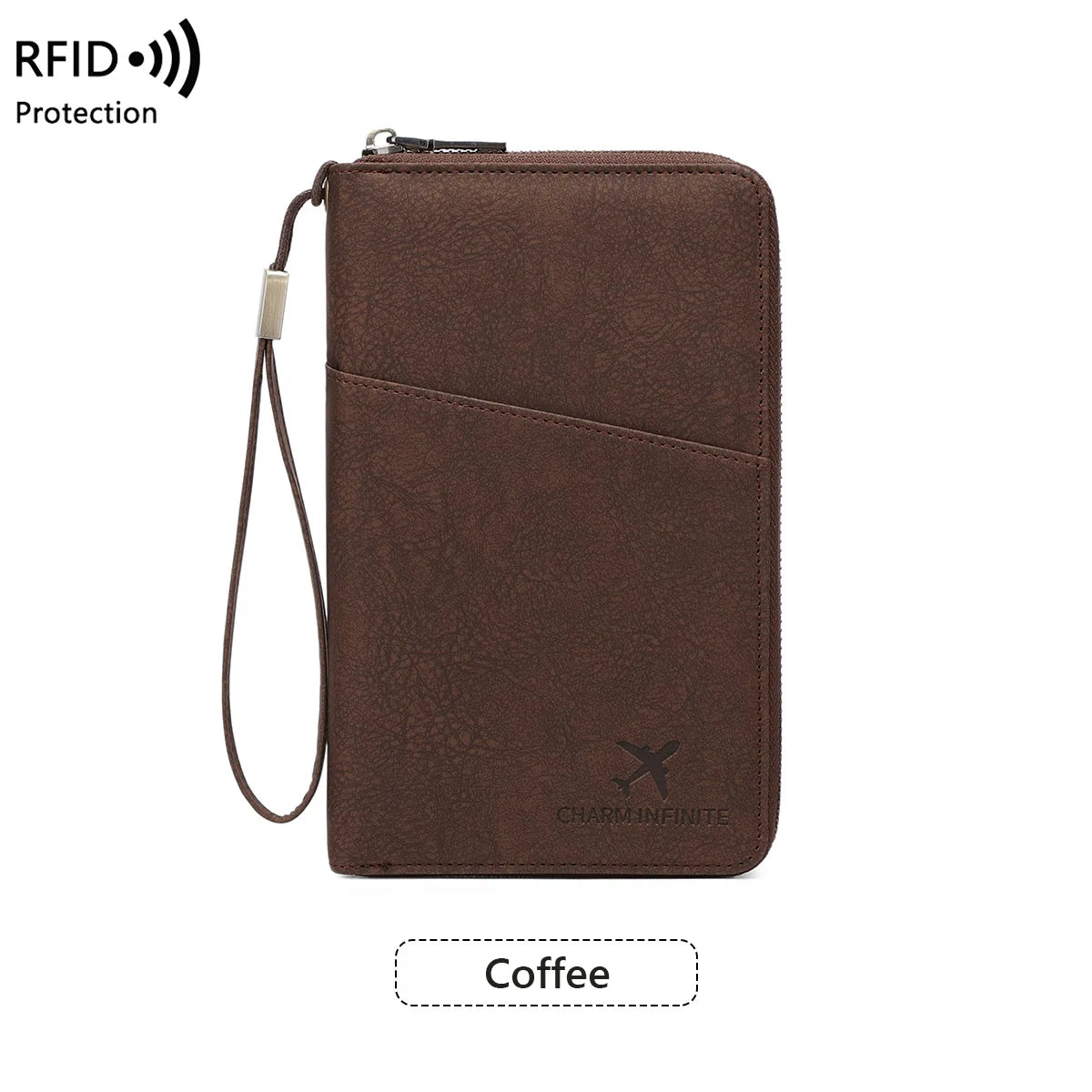 RFID Blocking Passport Wallet – Multi-Document Travel Holder with Zipper