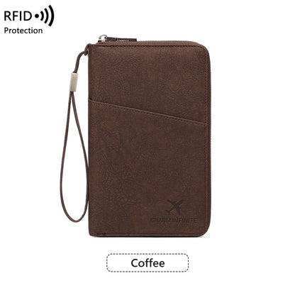 RFID Blocking Passport Wallet – Multi-Document Travel Holder with Zipper