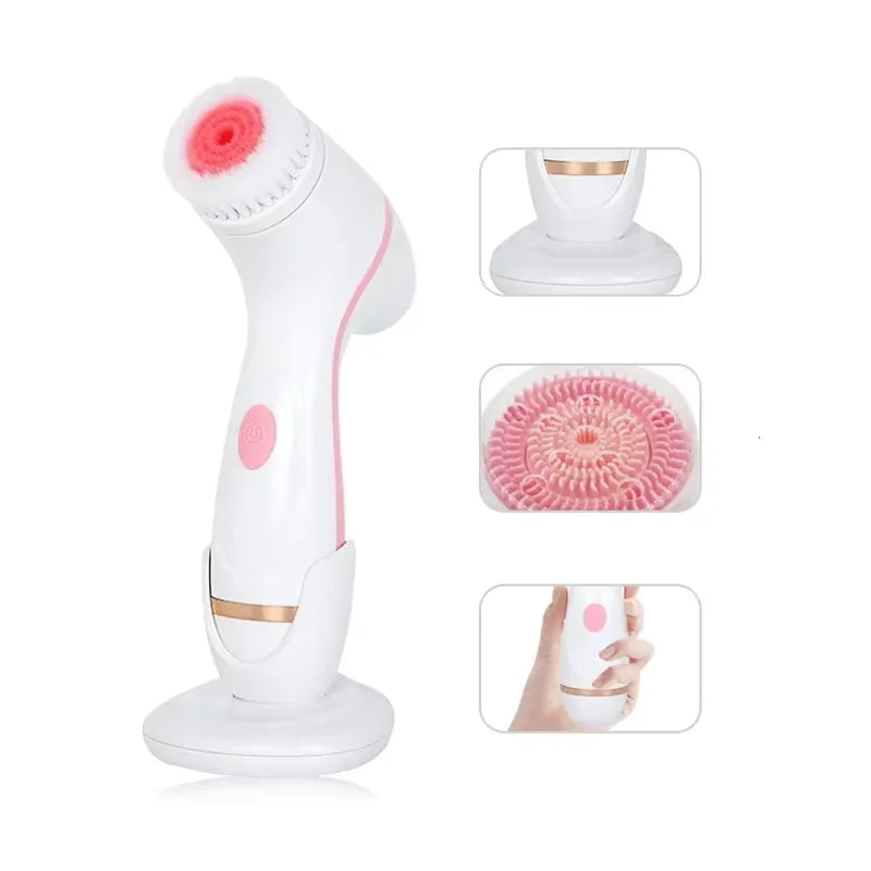 3-in-1 Electric Facial Cleansing Brush – Sonic Rotating Face Massager & Deep Cleanser