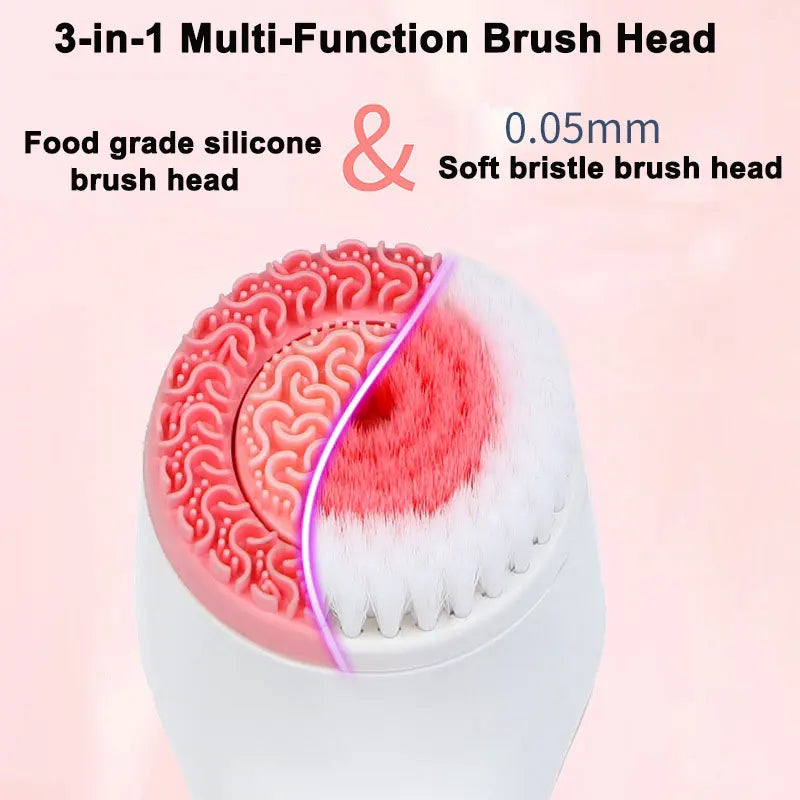 3-in-1 Electric Facial Cleansing Brush – Sonic Rotating Face Massager & Deep Cleanser