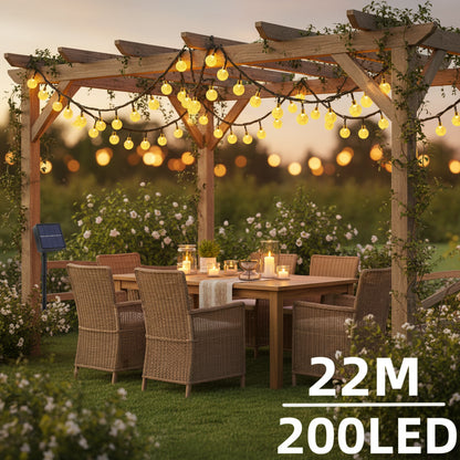Solar Crystal Globe String Lights – 200 LED Outdoor Waterproof Garden Fairy Lights