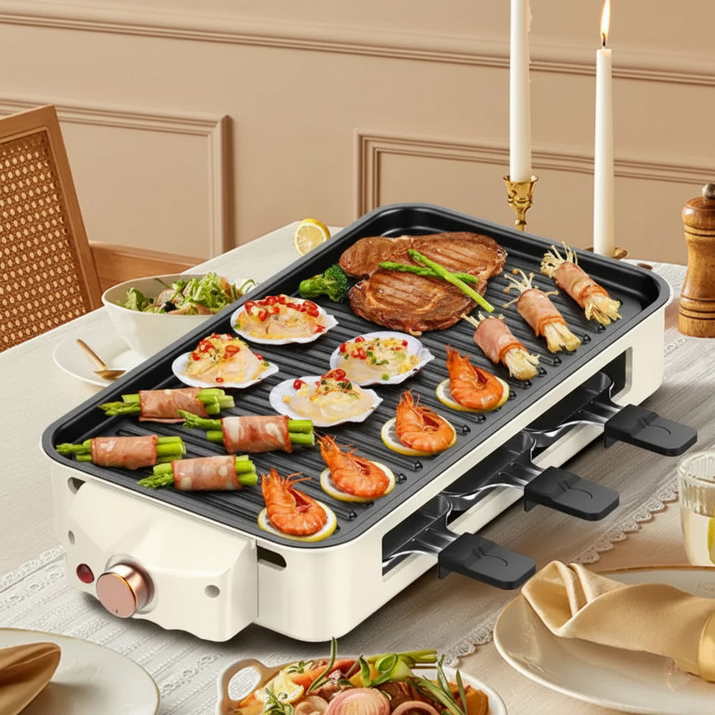 Large Smokeless Electric BBQ Grill Pan – Multi-Function Non-Stick Indoor Outdoor Roaster